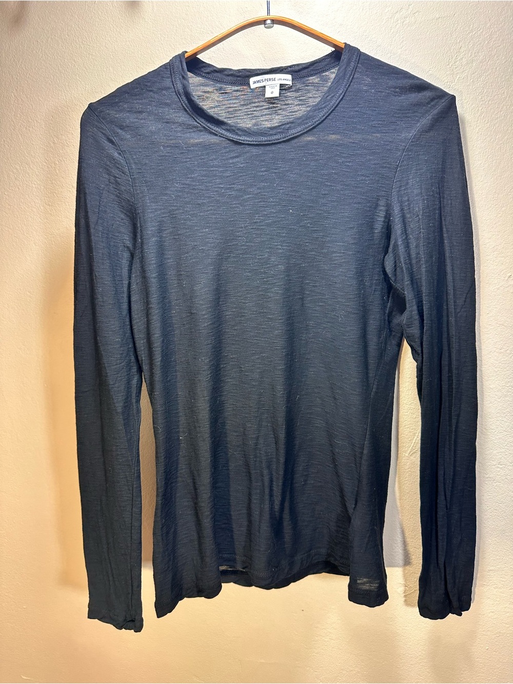 James Perse Long-Sleeve Crewneck Tee in black